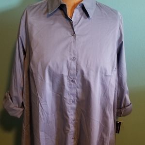2X Light Blue Zac & Rachel Woman Button Down Shirt NWT